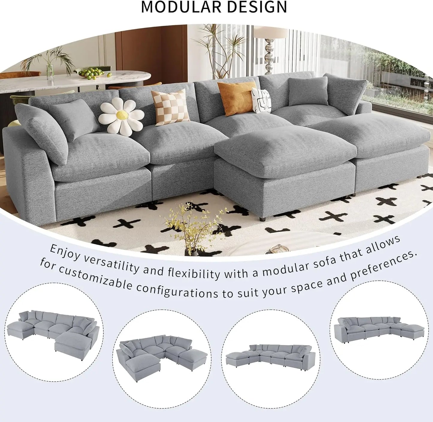 Modular Sectional Sofa with Double Chaise