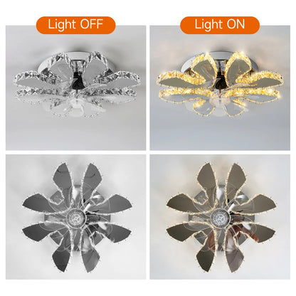 Luxury Crystal Ceiling Fan Lamp LED APP Remote Control