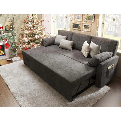 Sleeper Sofa, Sofa Bed- 2 in 1 Pull Out Couch Bed with Storage Chaise for Living Room