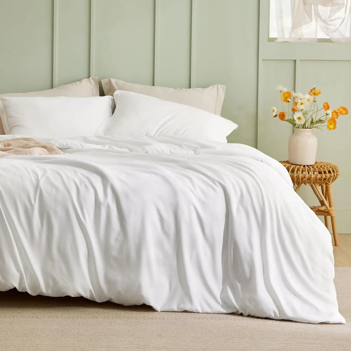 Duvet Cover - Derived from Bamboo Cooling Duvet Cover Set, 1 Duvet Cover  & 2 Pillow Shams