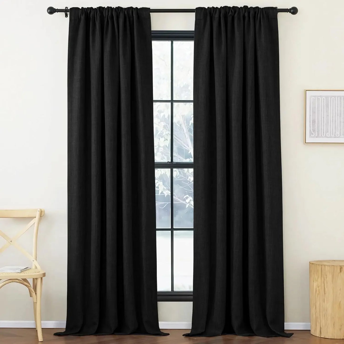 2 Panel Set Pinch Pleated Noise Reducing Thermal Curtains W50 x L84 inch