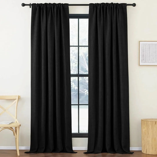 2 Panel Set Pinch Pleated Noise Reducing Thermal Curtains W50 x L84 inch