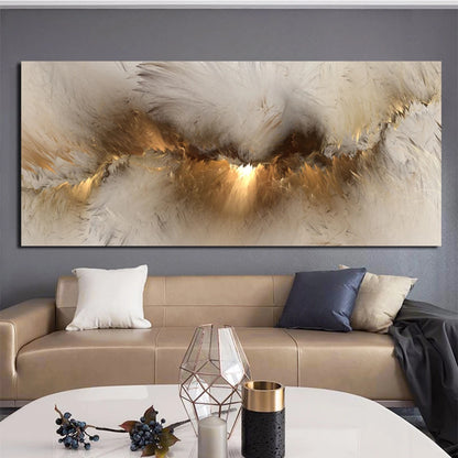 Grey Yellow Cloud Abstract Art Oil Painting Posters And Prints on Canvas