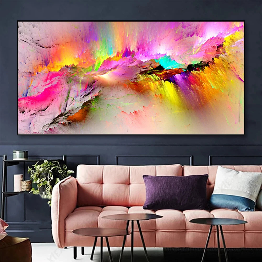 Grey Yellow Cloud Abstract Art Oil Painting Posters And Prints on Canvas