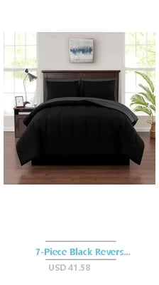 7-Piece King Bedding Set Reversible Black Comforter with Sheets