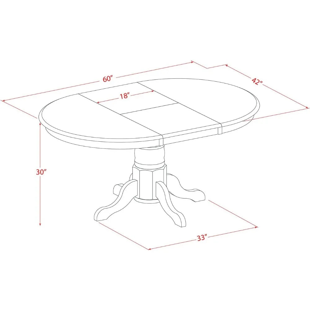 7 Piece Dining Room Table Set, Oval Kitchen Table with Butterfly Leaf, and 6 Faux Leather Upholstered Dining Chairs