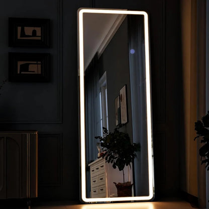 LED Full-Length Mirror 64" x 2" Full Body Mirror with Stand