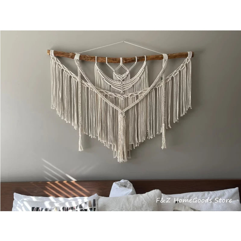 Large Layered Macrame Wall Hanging Tapestry Hand Weaving