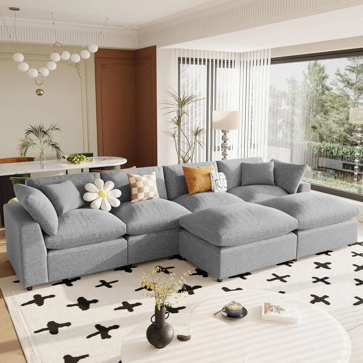 Modular Sectional Sofa with Double Chaise