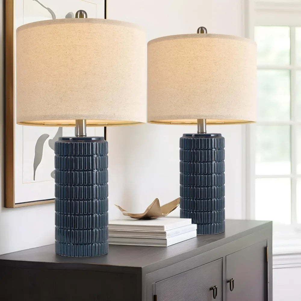 23" Modern Ceramic Table Lamp Set of 2