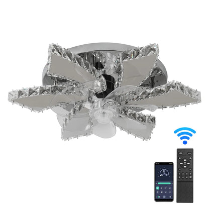 Luxury Crystal Ceiling Fan Lamp LED APP Remote Control