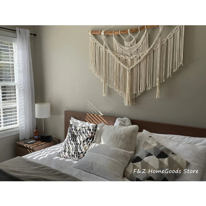 Large Layered Macrame Wall Hanging Tapestry Hand Weaving