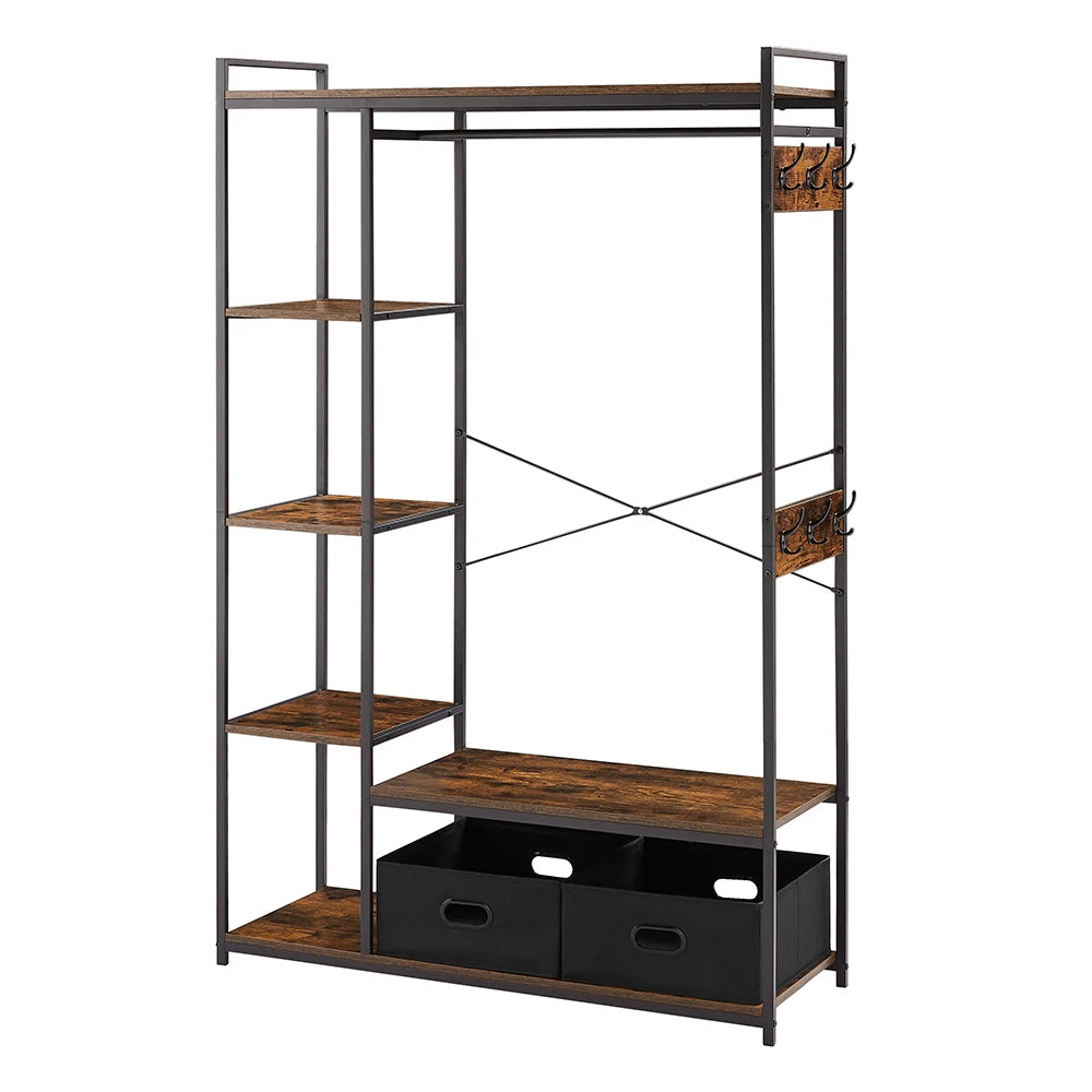 Free-Standing Closet System with Open Shelves and Hanging Rod 43.7’’W x 15.75’’D x 70.08’’H