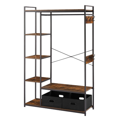 Free-Standing Closet System with Open Shelves and Hanging Rod 43.7’’W x 15.75’’D x 70.08’’H