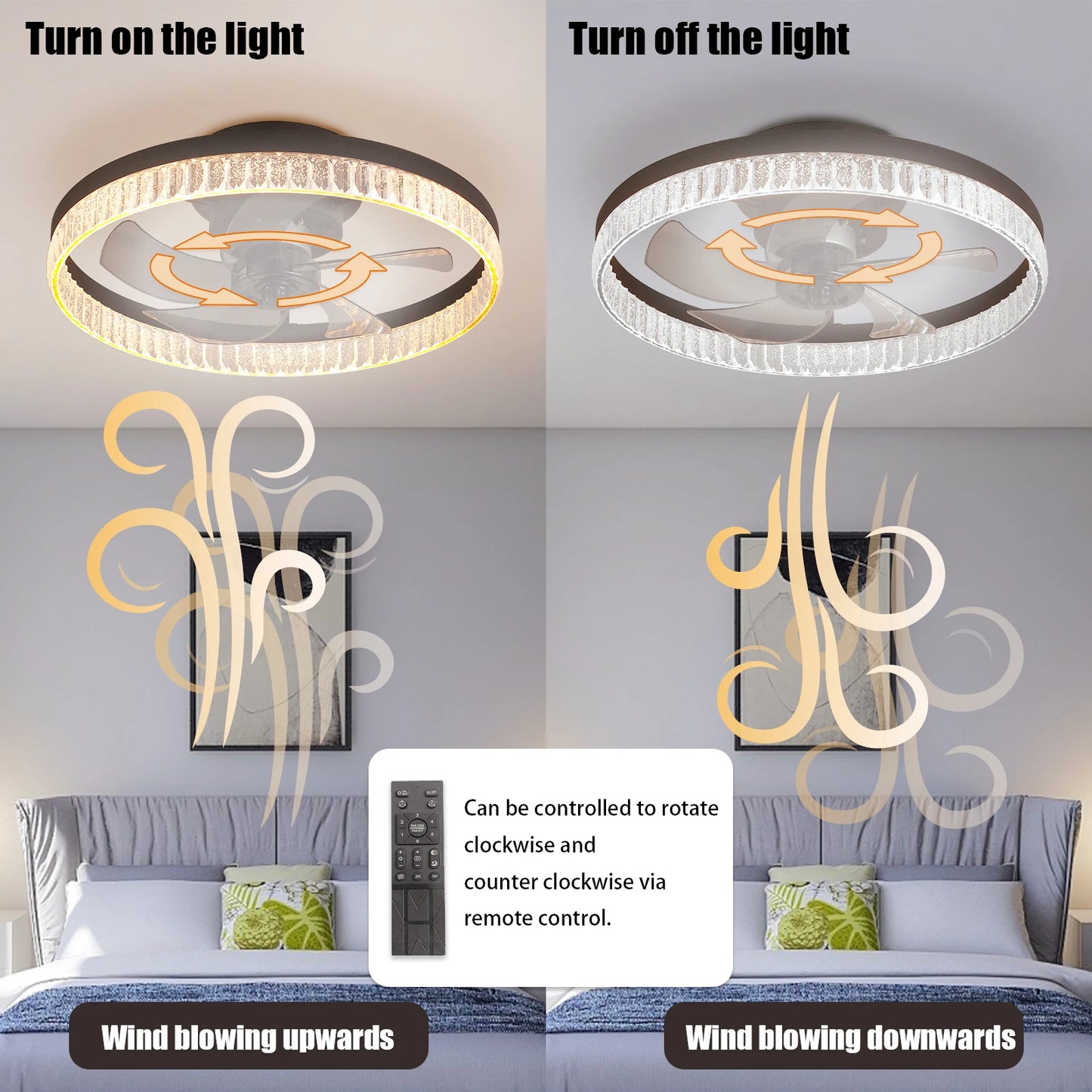 Minimalist Ring LED Chandelier Fan with Remote Control