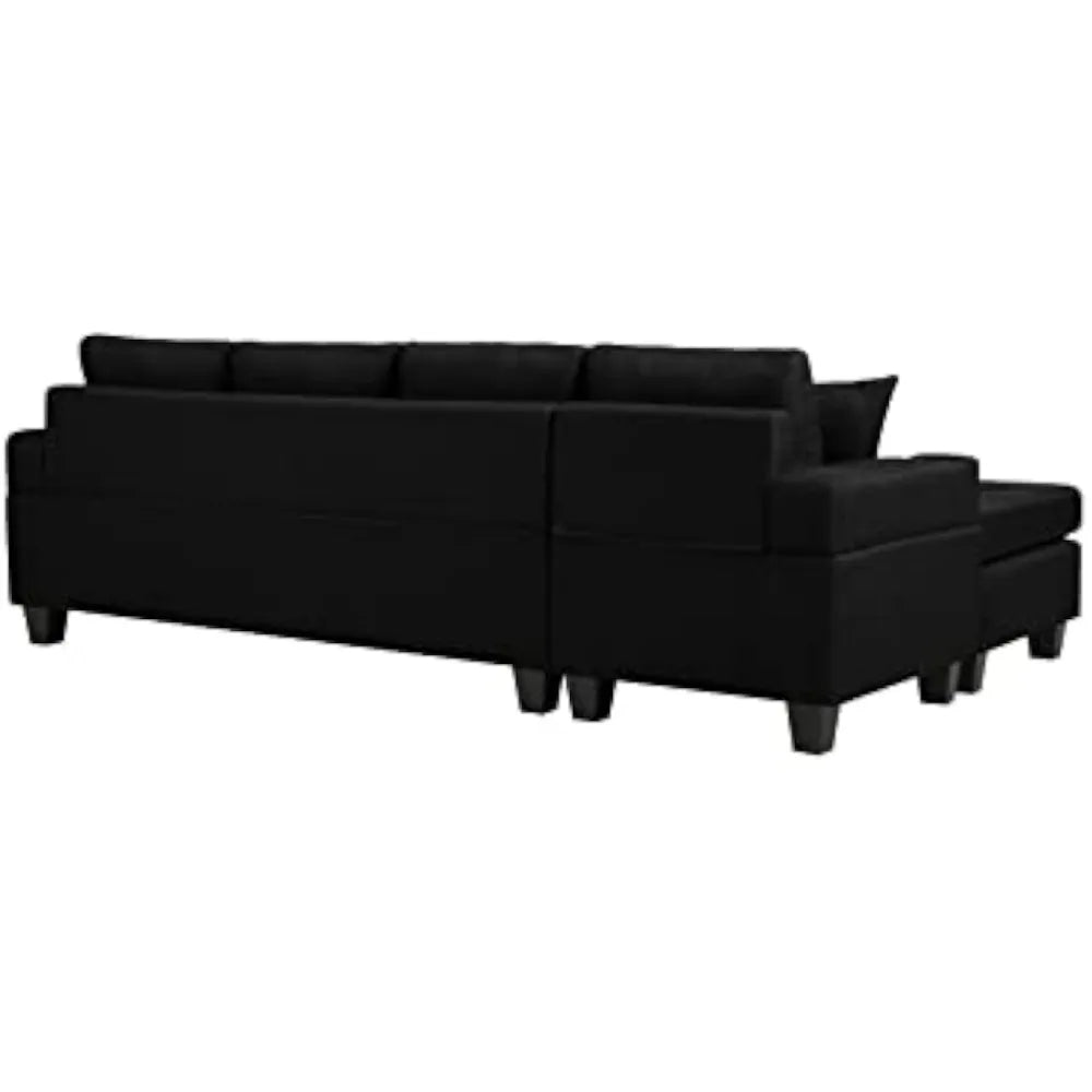 L-shaped Upholstered Modular Sofa with Reversible Chaise Lounge