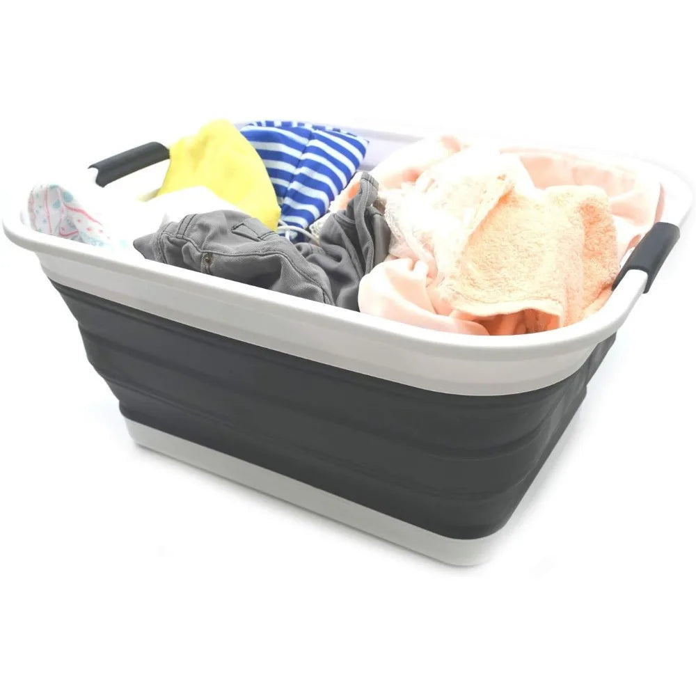 Set of 2 Collapsible Plastic Laundry Basket (11 gallon)