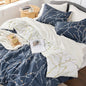 Queen 7 Pieces Reversible Navy Blue Floral Bed Set Tree Branch Pattern