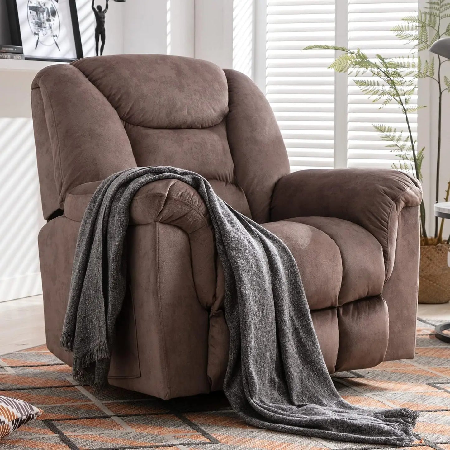 Swivel Rocker Recliner Chair Oversized Manual 360 Degree Swivel