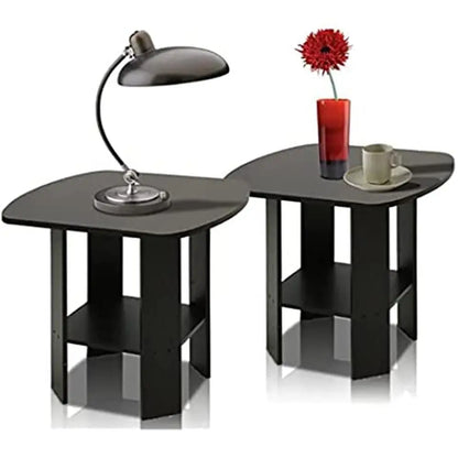 Simple Design 2-Pack End Table Set Espresso Marble Pattern