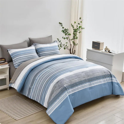 5 Piece Bed in A Bag Stripe Comforter Set