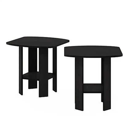 Simple Design 2-Pack End Table Set Espresso Marble Pattern