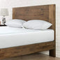 Simple Wood Queen Platform Bed Frame Sturdy Construction Brown Color