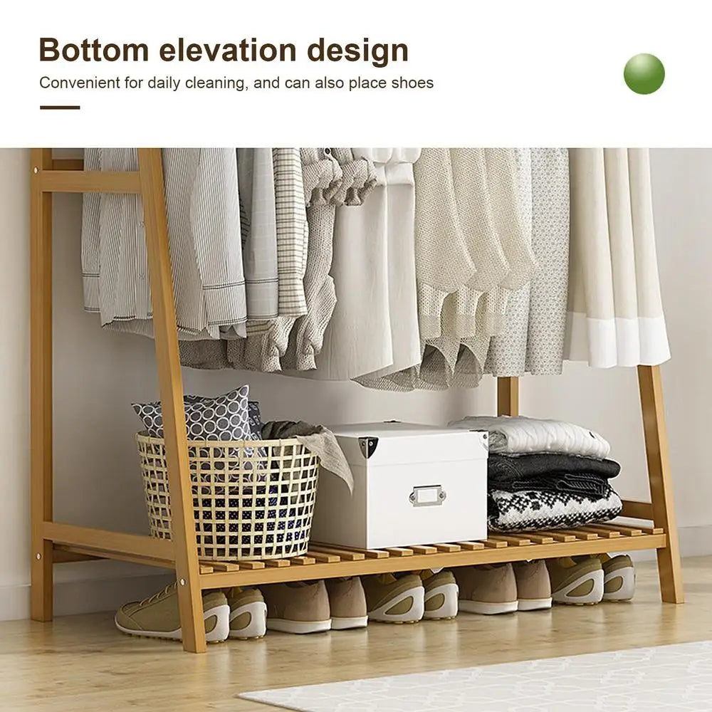 Wooden Clothing Garment Rack with Shelves Clothes