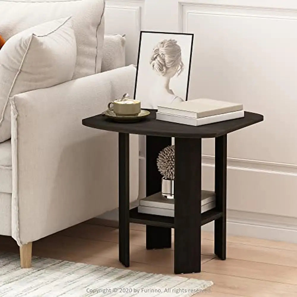 Simple Design 2-Pack End Table Set Espresso Marble Pattern