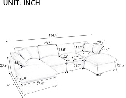 Modular Sectional Sofa with Double Chaise