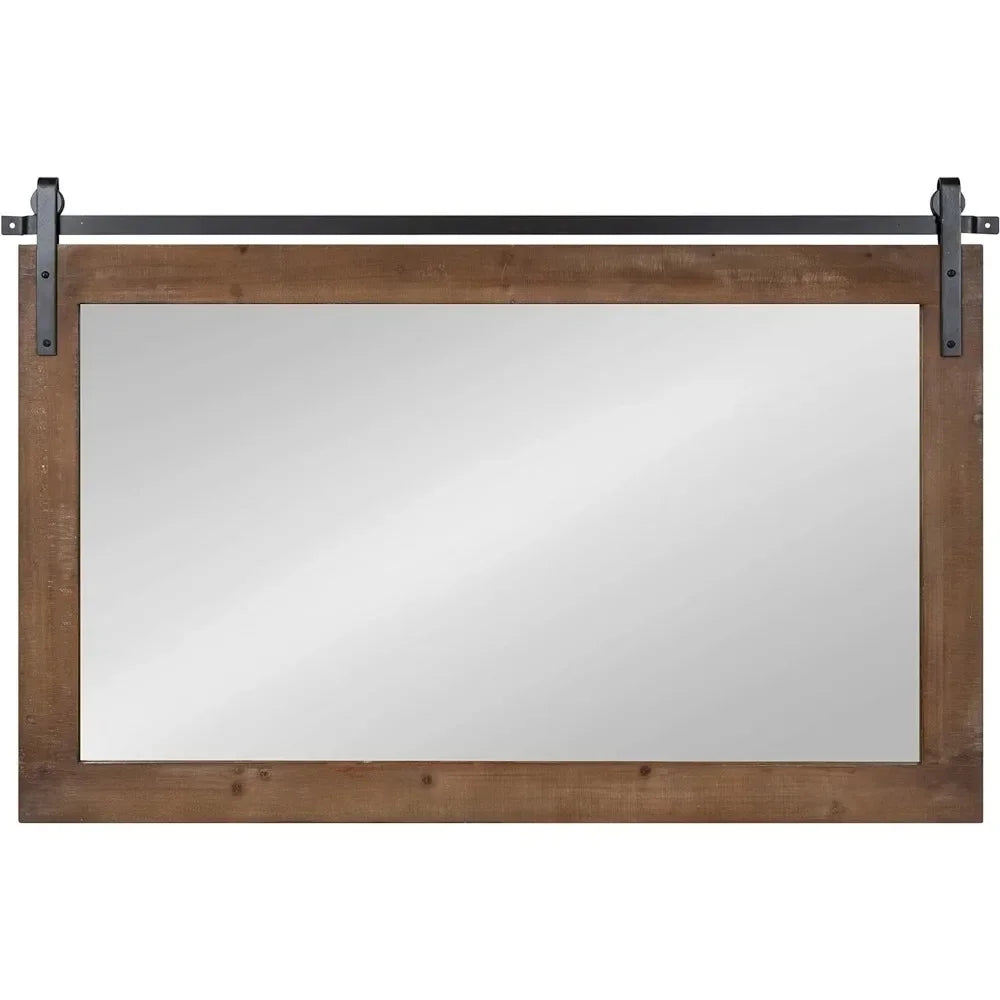 Farmhouse Horizontal Wood Framed Wall Mirror, 40 x 26