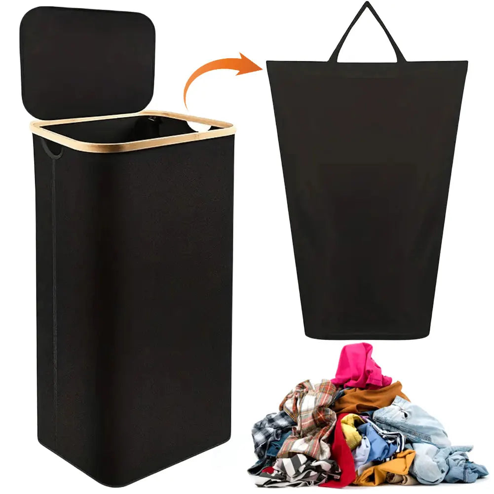 Collapsible Clothes Hamper with Lid & Inner Bag