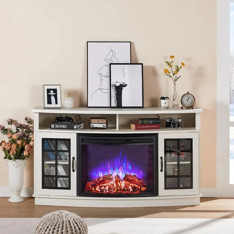 TV Cabinet with 26" Electric Fireplace for TVs up to 65"