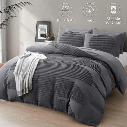 5 Piece King Duvet Cover Set, Tufted and Super Soft Comforter